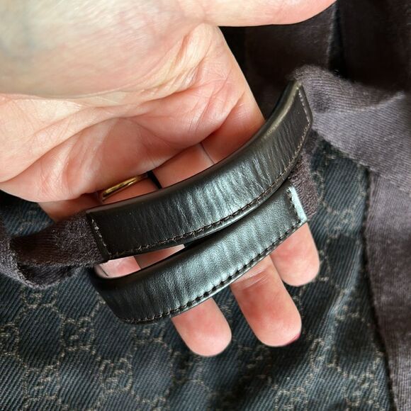 Gucci Black/Brown Collapsible Folding Travel Tote Bag Purse impeccable - Picture 9 of 17